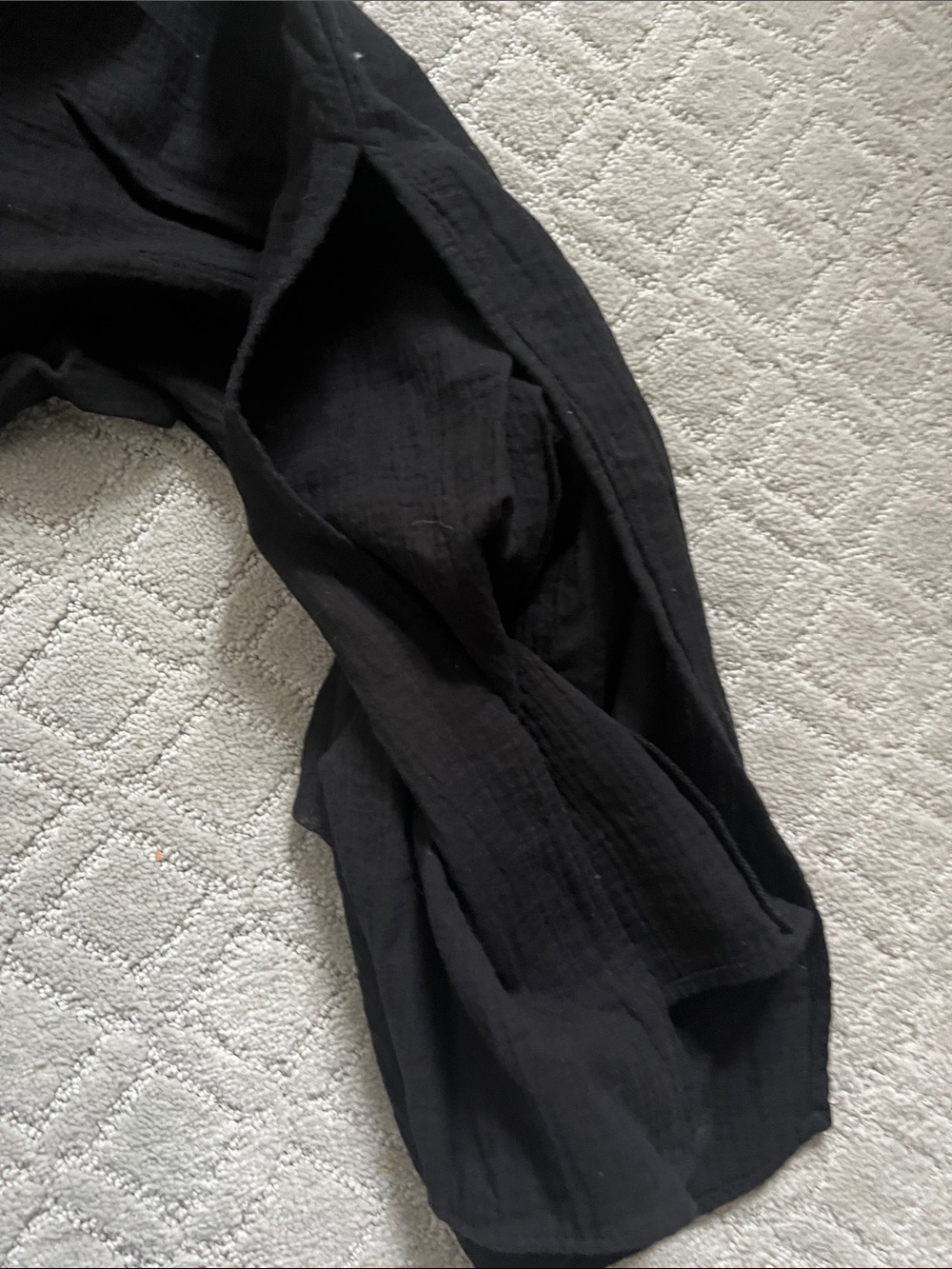 Wide-Leg gauzy black elastic waist pant medium - Picture 4 of 5